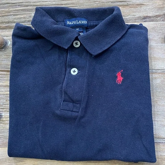 Vintage Polo by Ralph Lauren Boy’s 4T Navy Cotton Pique Knit Short Sleeve Polo - Picture 4 of 13